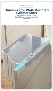 Detail of hanging kitchen bin mounted on a cabinet door under 2.2cm thick