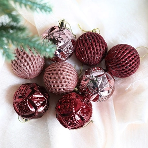 Shatterproof Christmas ball ornaments in burgundy and rose gold for holiday tree decor