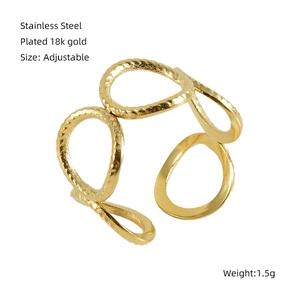Détails du placage en or 18 carats sur acier inoxydable et taille de bague réglable