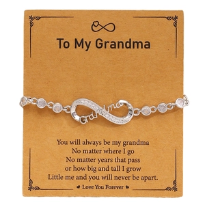 Macro detail of infinity Grandma bracelet with shimmering pavé cubic zirconia