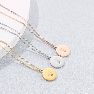 Colliers minimalistes en acier inoxydable or, or rose et argent avec pendentif Good Luck