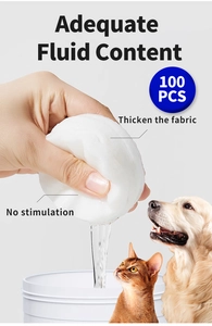 Close-up of moisture-rich pet eye wipes showing high fluid content for tear stain cleaning