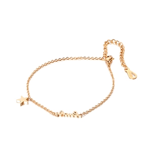 Golden 18KGP bracelet featuring a star charm and Lucky letter pendant on white background