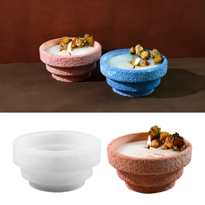 Stepped Round Silicone Mold For DIY Scented Candle Cup Gypsum Flower Pot Succulent Planter Textured Craft Reusable