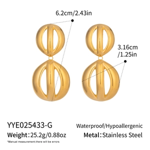 Detailed dimensions of waterproof stainless steel hollow double ball earrings for women