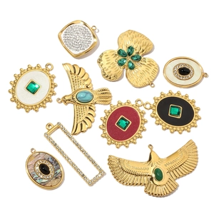 Golden vintage eagle and gemstone stainless steel pendants in multiple retro styles