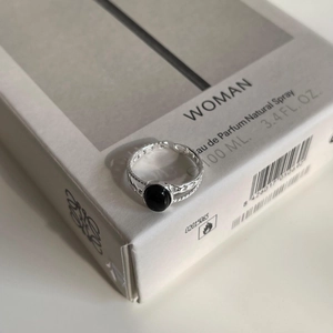Minimalist 925 sterling silver open ring featuring an oval black agate gemstone