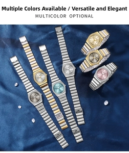 Luxurious GEDI quartz watches with crystal bezel on elegant blue silk background