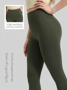 Legging de yoga taille haute vert olive pour femme avec contrôle du ventre et effet lift