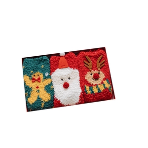 3-pack Christmas coral fleece socks gift box with Santa and Reindeer patterns