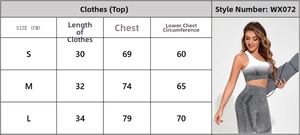 Tableau des tailles détaillé pour brassière de sport sans couture dégradée en S, M, L