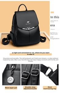 Macro shot of durable hardware details and reinforced straps on black leather backpack