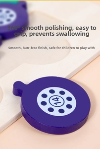 Close-up of smooth wooden number puzzle piece 14 with large easy-to-grip safety design