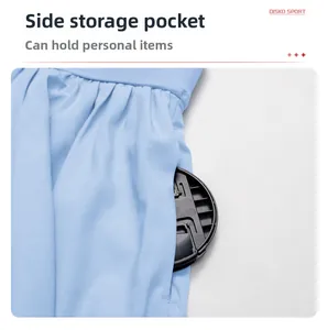 Detail view of quick-dry tennis skirt featuring functional side pocket for storage