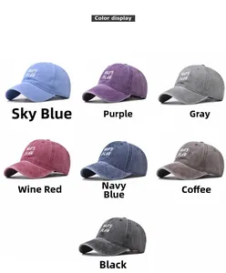 Detailed color selection of washed cotton baseball caps with GOD’S PLAN embroidery