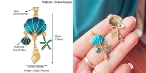Spécifications de taille du pendentif étoile de mer en laiton avec vue sur main