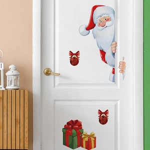 Stickers muraux Père Noël et boîtes cadeaux pour décoration de porte festive