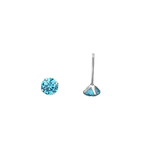 Sky blue zircon S925 sterling silver four-prong stud earrings with minimalist design
