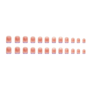 Set di 24 unghie finte French lavanda con base rosa pallido e finitura lucida