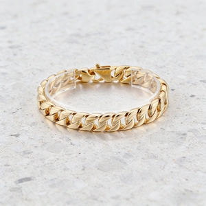 Bracelet Maille Gourmette Homme Acier Inoxydable 316L Poli Chaîne Plate Style Hip Hop Bijou Masculin