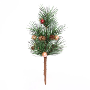 Mini branche de sapin de Noël avec pommes de pin et boules décoratives de table