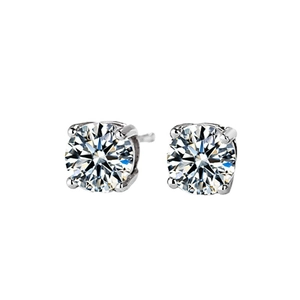 925 Sterling Silver Zirconia Stud Earrings For Women Men Round Cut Four Claw Silver Gold Plated Geometric Fashion Jewelry