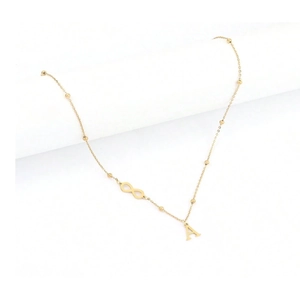 Gold infinity necklace with personalized letter A pendant for women fashion accessory