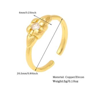 Macro detail of copper zircon ring showing dimensions of 6mm width and 20.5mm diameter