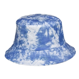 Bob en coton tie-dye bleu et blanc avec design réversible et bordure renforcée