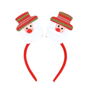 Christmas headband with glowing Santa Claus plush hats and red green striped details