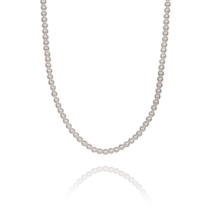 Elegant white pearl necklace in titanium steel with a classic polished finish for women