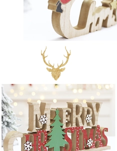 Close-up of wooden Merry Christmas hanging sign with red dot finish and reindeer detail