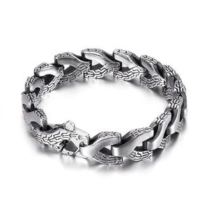 Men Chain Bracelet Stainless Steel Heavy Keel Link Vintage Punk Rock Biker Jewelry Silver Tone Dominating Masculine