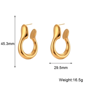 Golden irregular fluid hollow hoop earrings in stainless steel with 45.3mm height