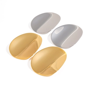 Minimalist large oval concave stainless steel stud earrings in gold and silver finish