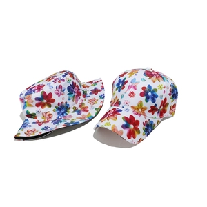 Damen Sonnenhüte mit Blumenmuster, Fischerhut und Baseballkappe mit buntem Blumendruck