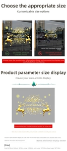 Detailed size comparison guide for golden reindeer Christmas window static stickers