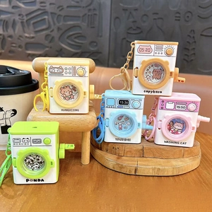 Colorful cartoon washing machine keychains with cute animal designs for schoolbag pendants.