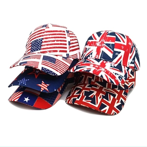 Baseball Cap Polyester National Flag Print Vintage Distressed Adjustable Outdoor Sun Hat For Men Women