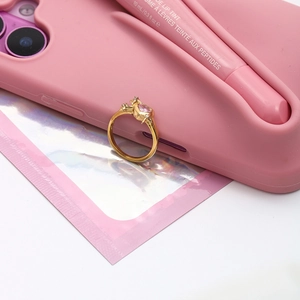 Elegant 18K gold-plated stainless steel ring with pink heart zircon and starry accents