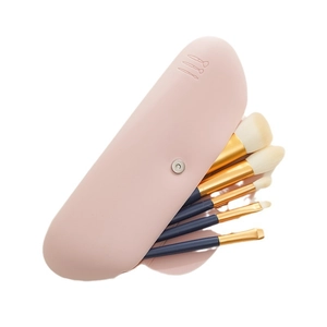 Portable silicone makeup brush storage bag pink travel organizer cosmetic tool set box