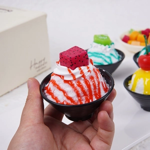 7cm artificial fruit smoothie bowl model with realistic toppings for window display