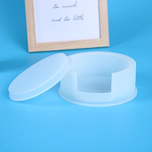 Detailed view of translucent silicone mold set for DIY cylindrical storage boxes