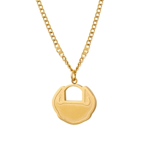 Collier rétro chinois avec pendentif serrure ruyi dorée et chaîne fine pour femme