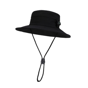 Waterproof outdoor sun hat for men with wide brim, chin strap, and built-in compass