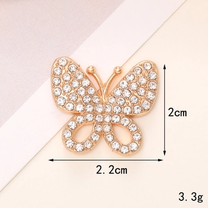 Golden butterfly charm with clear rhinestones for DIY shoes and phone cases