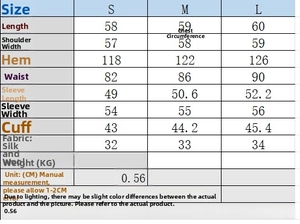 Detailed size chart for the women soft bomber jacket with measurements in centimeters
