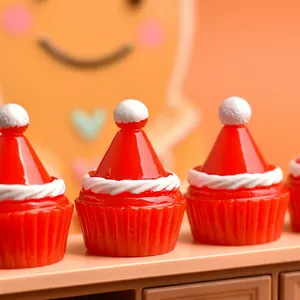 Miniature Christmas cake resin figurine for holiday table decor and DIY crafting projects