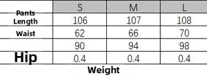 Detailed size chart for fleece sweatpants featuring waist, hip, and length measurements