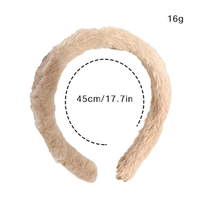 Beige faux rabbit fur headband for women with soft plush texture and 45cm circumference